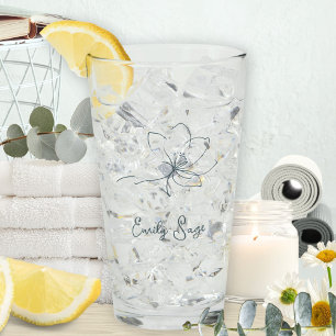Verre Ligne artistique florale bleue côtière minimaliste