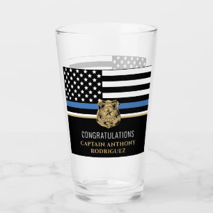 Verre Ligne Bleue Mince Police Police Retraite