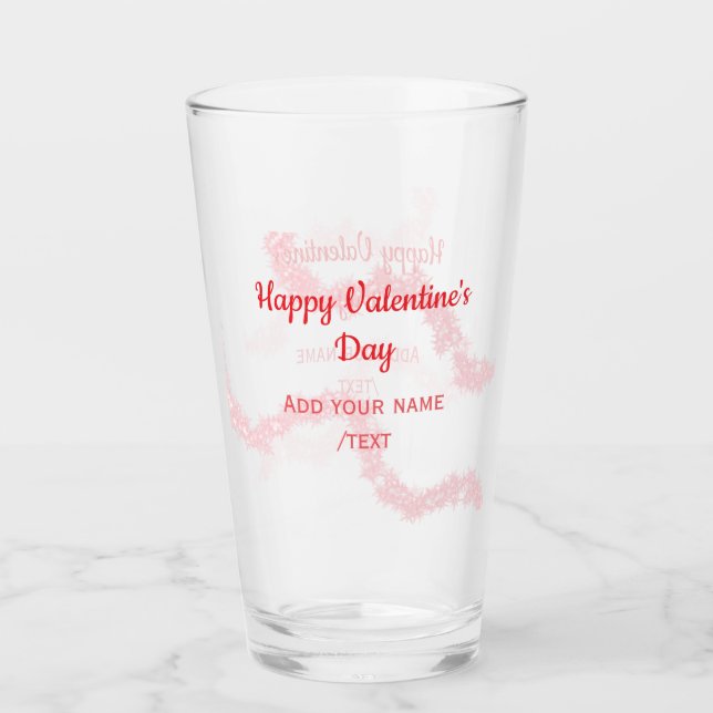 Verre lignes de paillettes rouges joyeuse Saint-Valentin (Devant)