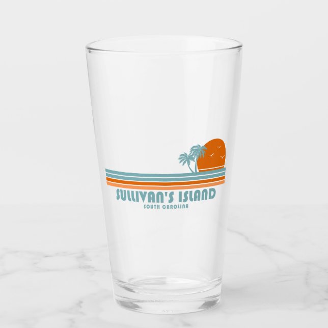 Verre L'île Sullivan Caroline du Sud Palmiers Soleil (Devant)