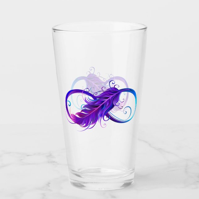 Verre L'infini avec plume violette (Devant)
