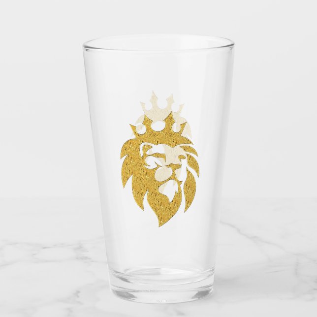 Verre Lion Avec Couronne - Style Or 1 (Devant)