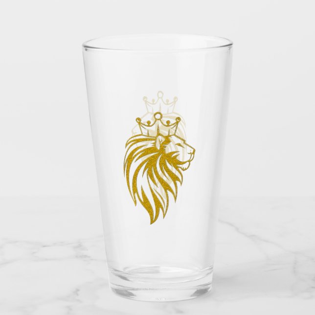 Verre Lion Avec Couronne - Style Or 2 (Devant)