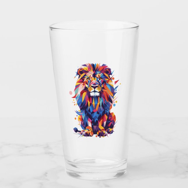 Verre Lion géométrique coloré (Devant)