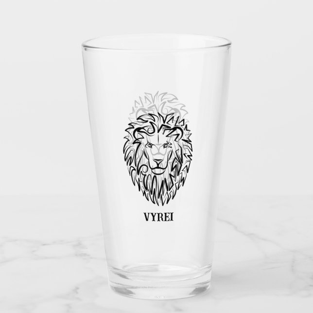 Verre Lion tribal noir et blanc (Devant)