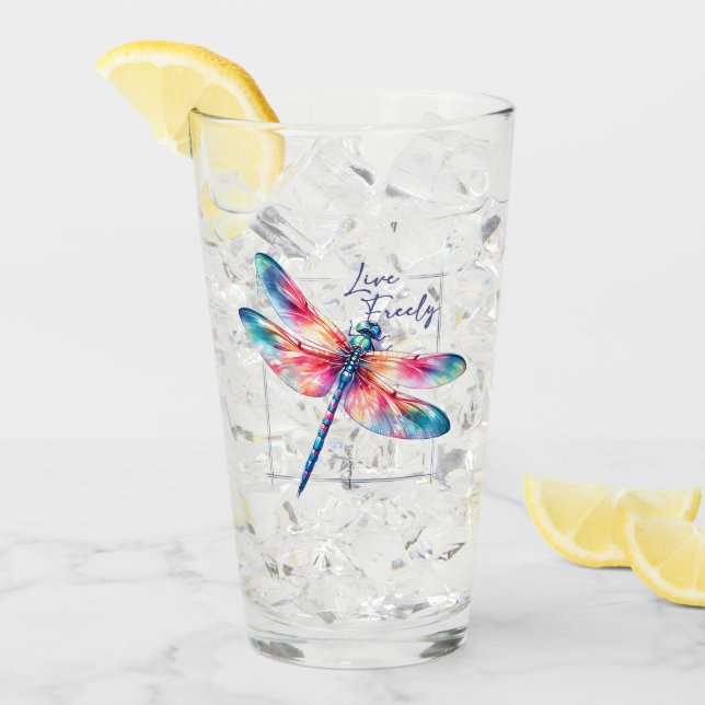 Verre Live Freely - Dragonfly artistique (Devant glace)