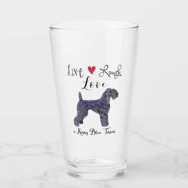 Verre Live Laugh Love a Kerry Blue Terrier (Devant)