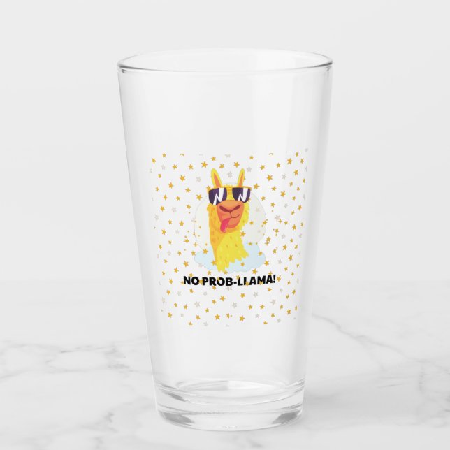 Verre Llama Drôle Mignon Llama avec des Étoiles (Devant)