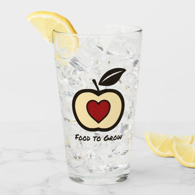 Verre Logo Apple & Heart Red & Black Food to Grow (Devant glace)