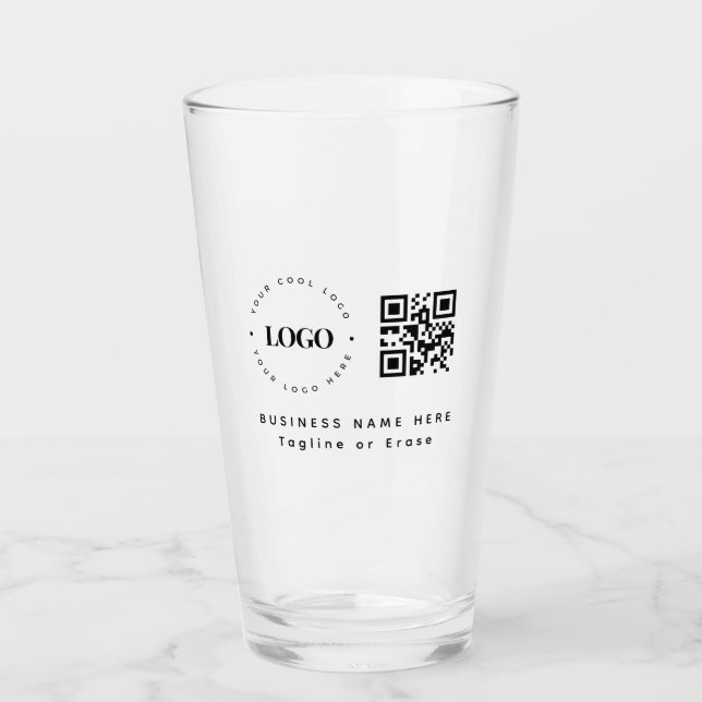 Verre Logo de l'entreprise personnalisée Code QR Minimal (Devant)