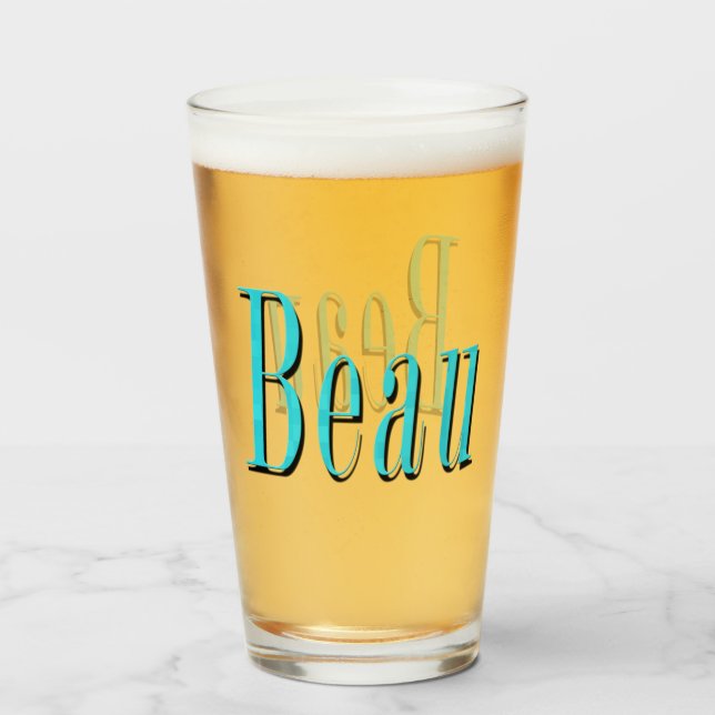 Verre Logo de nom Beau bleu aqua, (Devant (rempli))