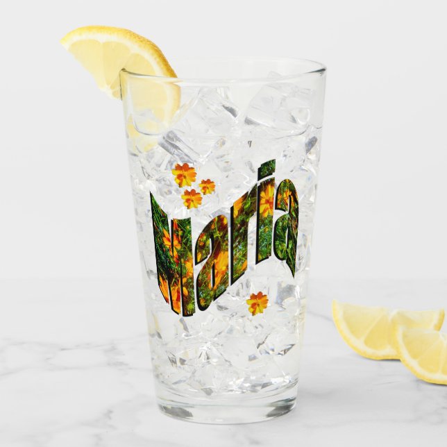 Verre Logo de nom Maria floral (Devant glace)