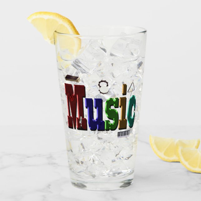 Verre Logo D'Image De Musique Avec Instruments, (Devant glace)