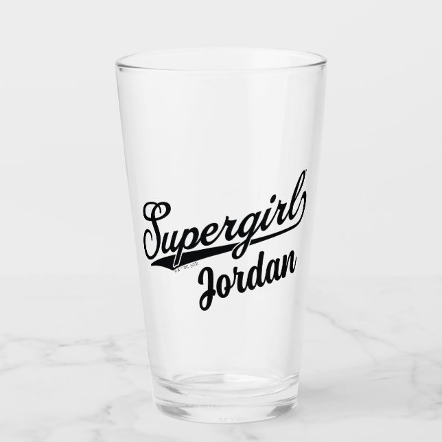 Verre Logo du nom étoilé Supergirl Baseball (Devant)