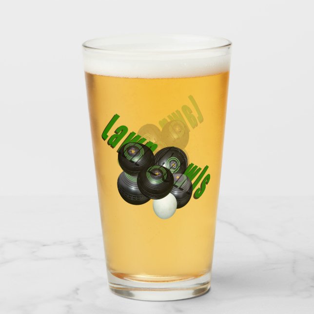 Verre Logo Et Bowls De Pelouse Verte, (Devant (rempli))