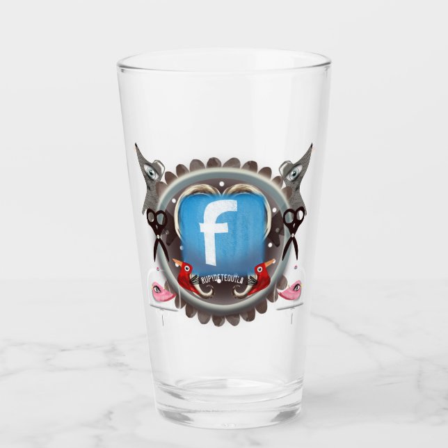 Verre logo Facebook oiseaux du cœur (Devant)