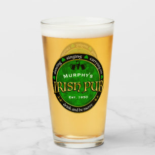 Verre Logo irlandais personnalisé et rond de Pub