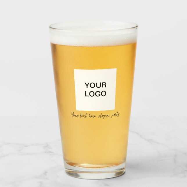 Verre Logo personnalisé Texte d'affaires Bière de script (Devant (rempli))
