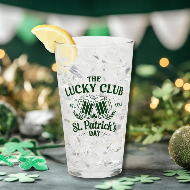 Verre Logo sur mesure de la Saint Patrick (Custom St. Patrick’s Day 'The Lucky Club' Logo Glass)