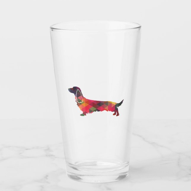 Verre Long Haied Dachshund Geo Silhouette Multi (Devant)
