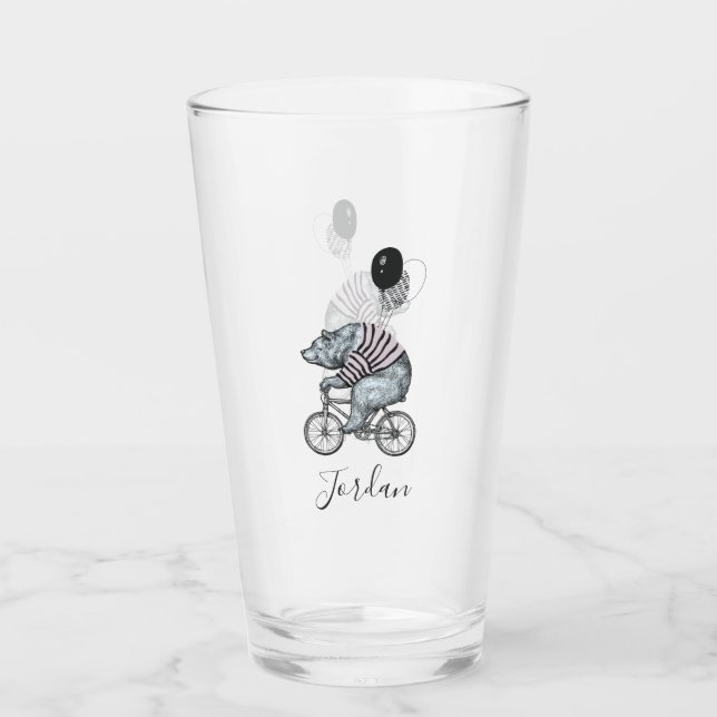 Verre L'ours de bicyclette de ballon | ajoutent votre (Devant)