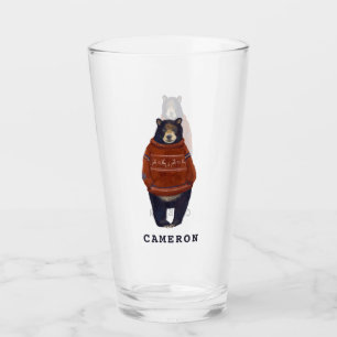 Verre L'ours rouge de chandail de renne   ajoutent votre
