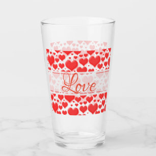 Verre Love Floating Red Valentine's Day Hearts Motif