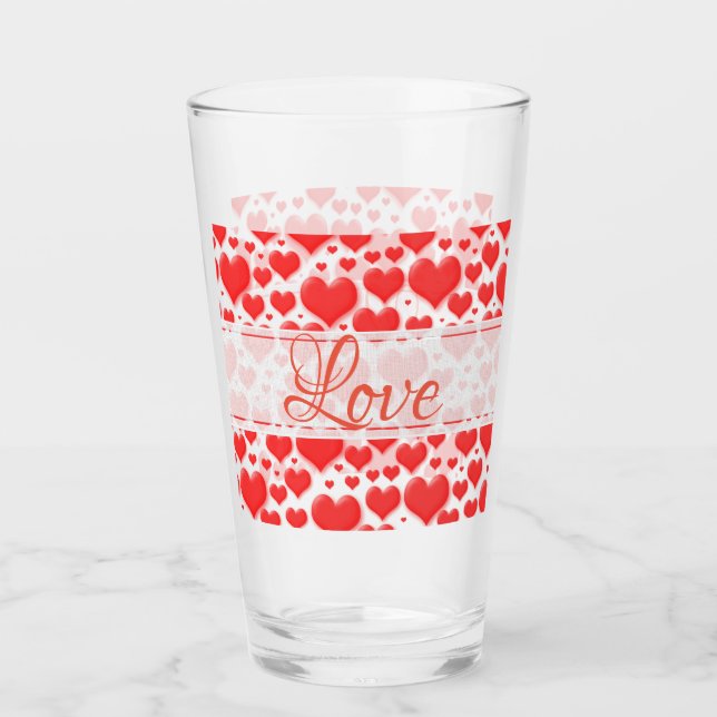Verre Love Floating Red Valentine's Day Hearts Motif (Devant)