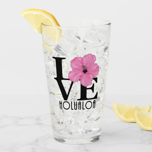 Verre LOVE Holualoa Hibiscus rose (Devant glace)