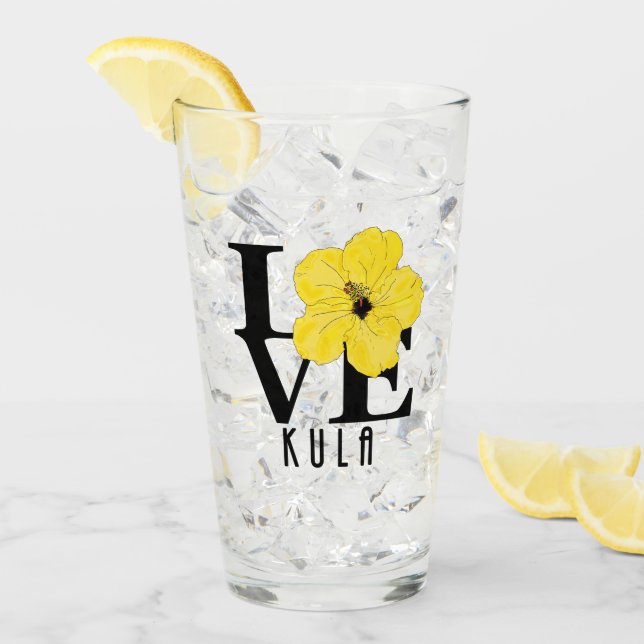 Verre LOVE Kula Hibiscus jaune (Devant glace)