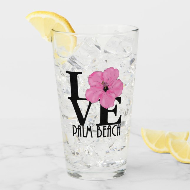 Verre LOVE Palm Beach rose (Devant glace)