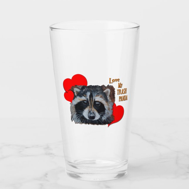 Verre Love Red Trash Panda Racoon mignon Scavenger Voleu (Devant)