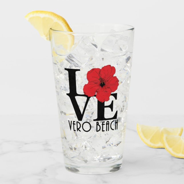 Verre LOVE Vero Beach Hibiscus rouge (Devant glace)