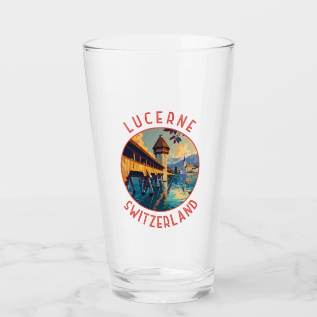 Verre Lucerne Suisse Retro Cercle détendu (Devant)