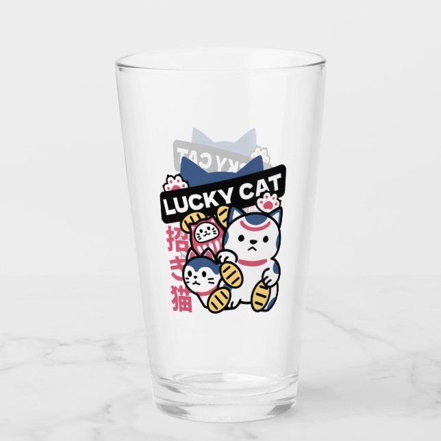 Verre Lucky Cat Maneki Neko – Japanese Fortune Cat  (Devant)