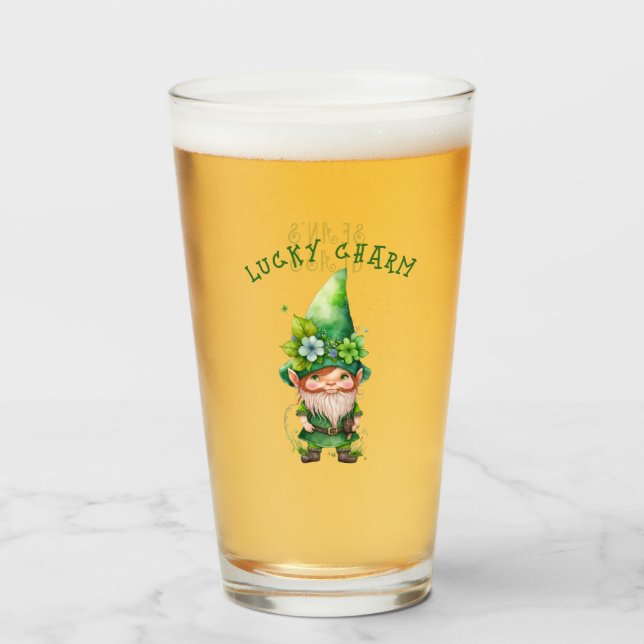 Verre Lucky Charm Leprechaun Gnome - Personnalisé (Devant (rempli))