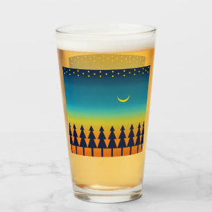 Verre Lune de pins de coucher du soleil de sud-ouest
