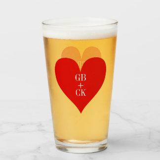Verre Lunettes de bière à pinte Lover's Initials