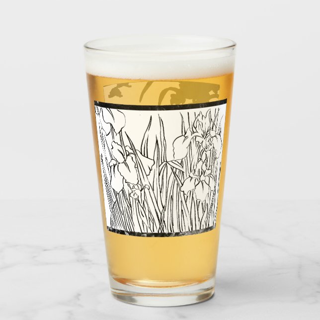 Verre Lunettes esquissées de fleurs (Dos (rempli))