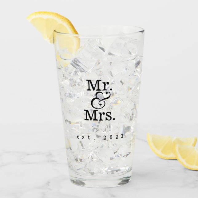 Verre M. et Mme Glassware Mariage Cadeau personnalisé (Devant glace)