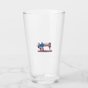 Verre Machine à coudre patriotique Gravure vintage Vecto