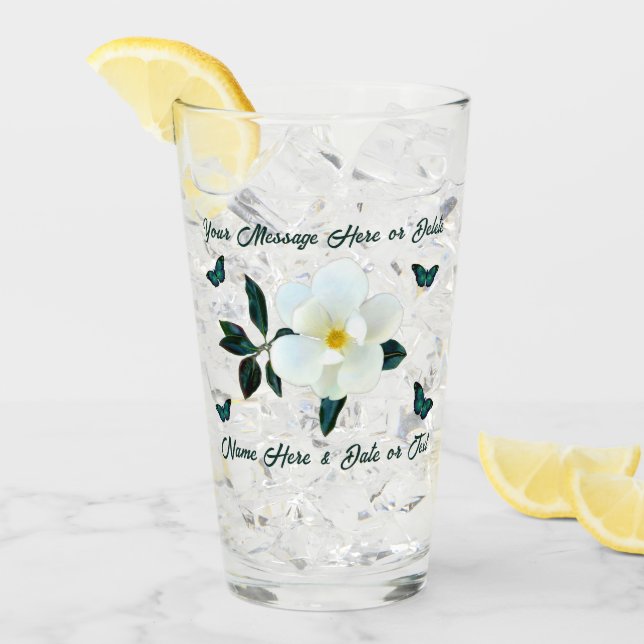 Verre Magnolia Glass, Cadeaux personnalisés pour elle (Devant glace)