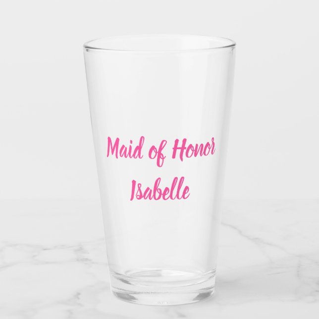 Verre Maid of Honor rose Personnalisé Nom Cadeaux Mariag (Devant)