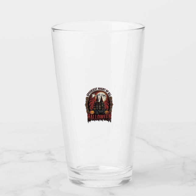 Verre Maison Hantée Halloween Gravure Vintage Épouvantab (Devant)