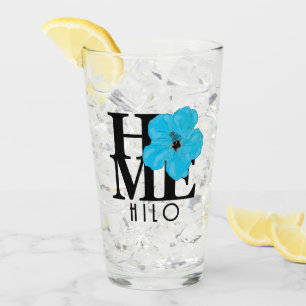 Verre MAISON Hilo Hawaii Hibiscus Bleu