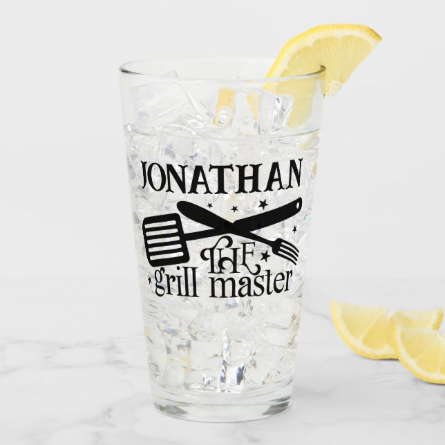 Verre Maître du Grill BBQ Chef Cadeau pour Lui Nom (Dos glace)