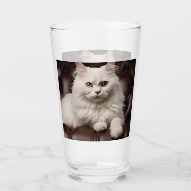 Verre Majestic white cat (Devant)