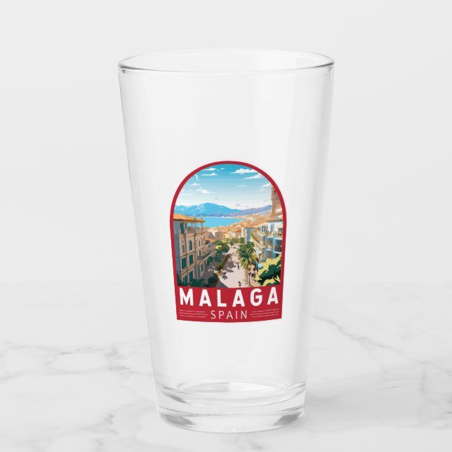 Verre Malaga Espagne Travel Art Vintage (Devant)