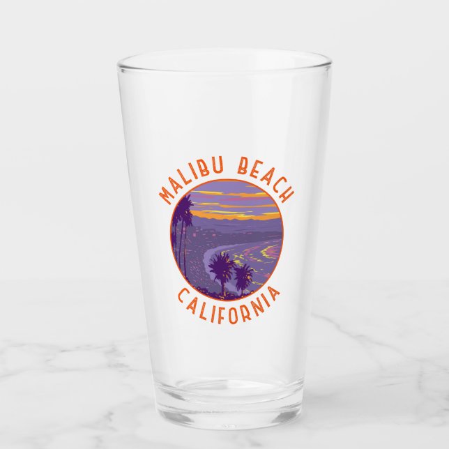 Verre Malibu Beach California Travel Art Vintage (Devant)
