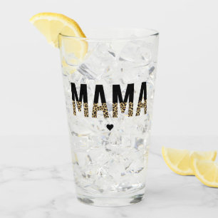 Verre Mama Empreinte de léopard Typographie Maman Cadeau
